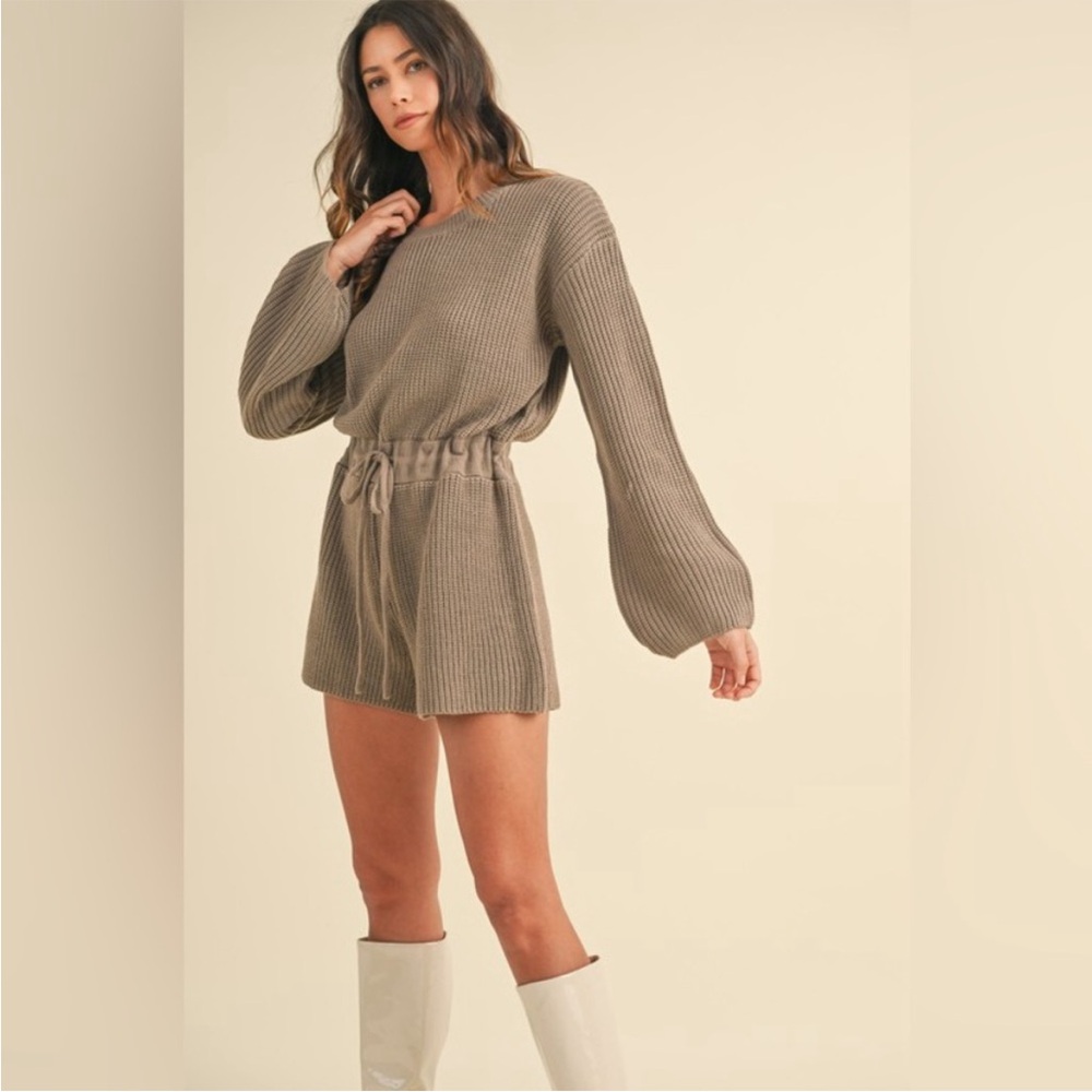 Elegant Taupe Knit Romper